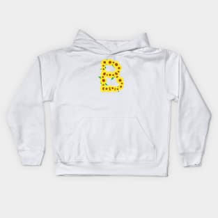 Sunflowers Initial Letter B (White Background) Kids Hoodie